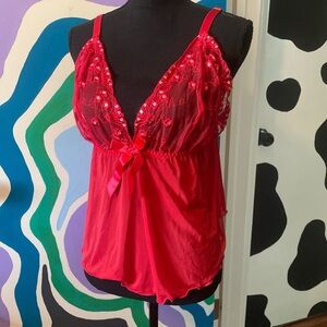 Red Lace Lingerie Top